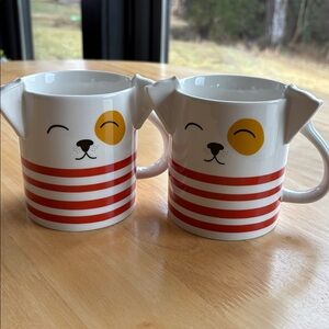 🐾 Set of 2 Parker Lane Cute Dog Mugs with Spotted Eye. New!